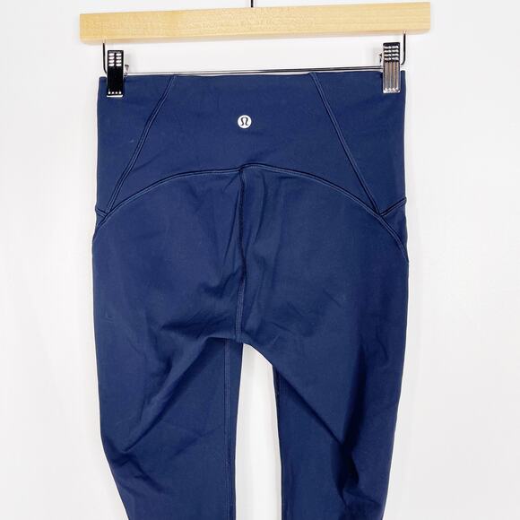 Lululemon Womens 4 Blue Train Times 7/8 Leggings 25" Mesh Piecing Activewear - Picture 6 of 9